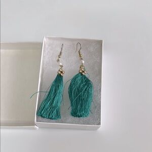Elegant Green Tassel Earrings